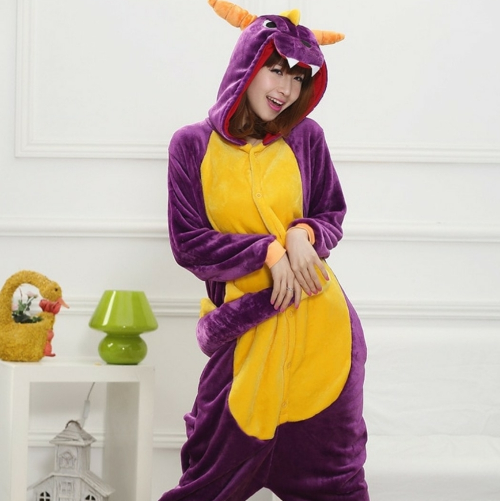 Kigurumi Spiro Purple Dragon Adult Medium Onsie Costume Pajamas